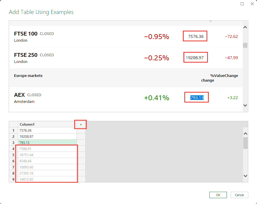 Screenshot from an excel spreadsheet
