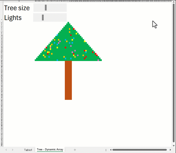 animated excel Christmas tree