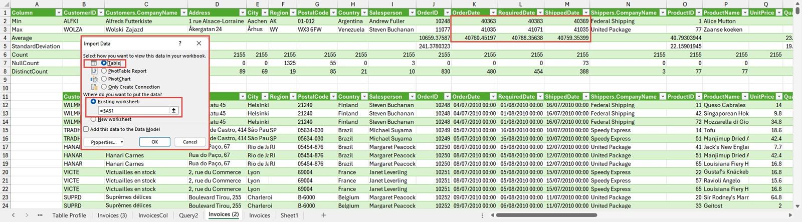 Excel screenshot