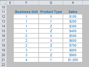 Excel screenshot