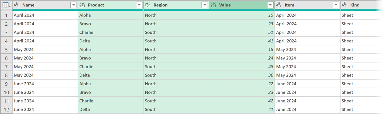 Screenshot from an Excel spreadsheet