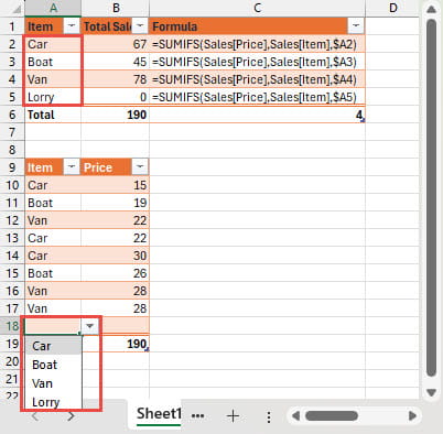 Excel screenshot