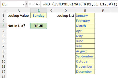 Screenshot of using NOT(ISNUMBER) for non-numerical values in Excel