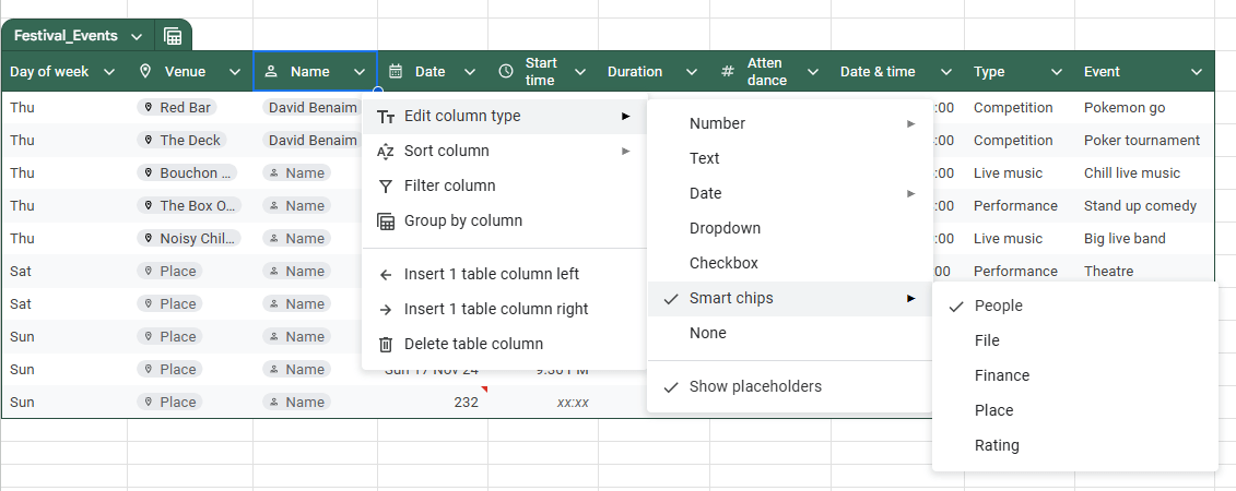 Excel screenshot