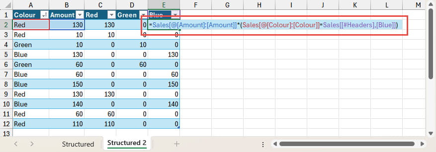 Screenshot of Excel