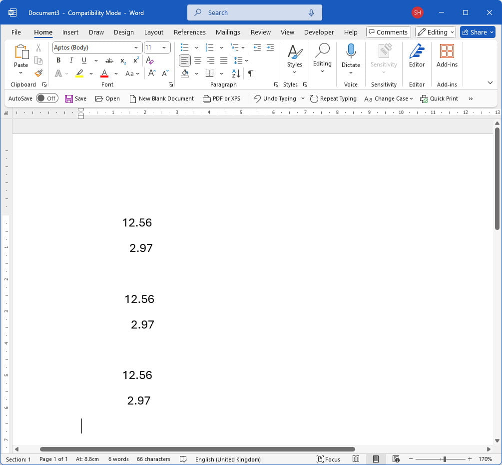 Screenshot from an Excel spreadsheet