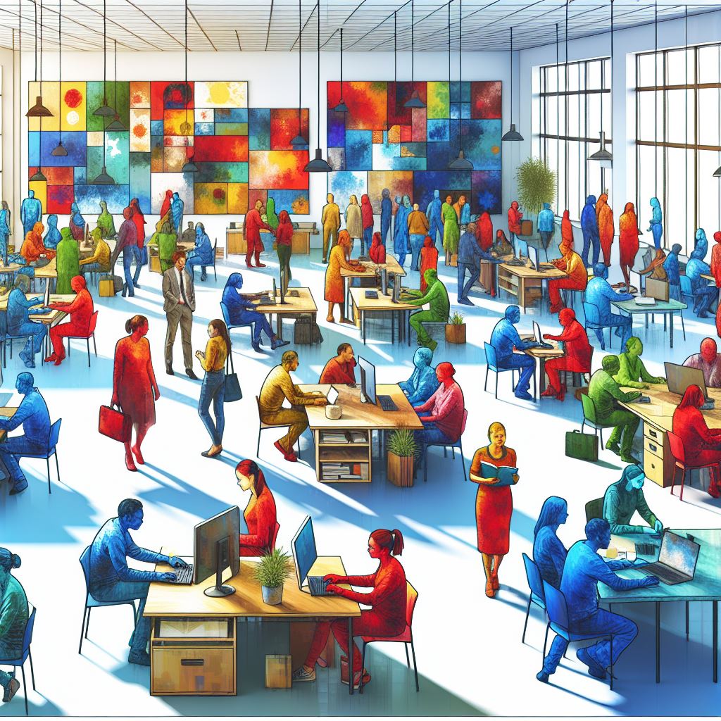 Colour scale applied to a room of people