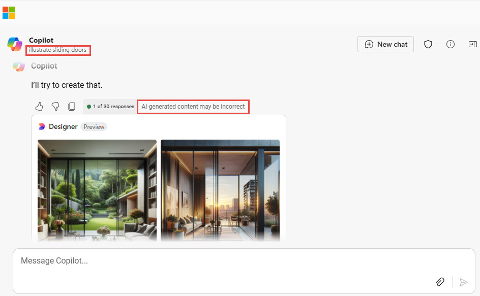 Screenshot of Copilot and Designer