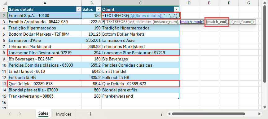 Image of Match to end argument in Excel