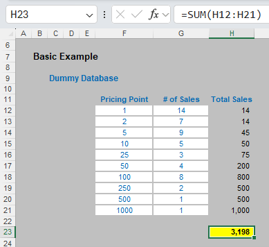 Excel screenshot
