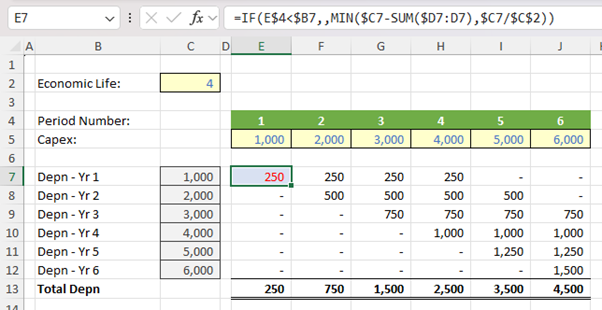Excel screenshot