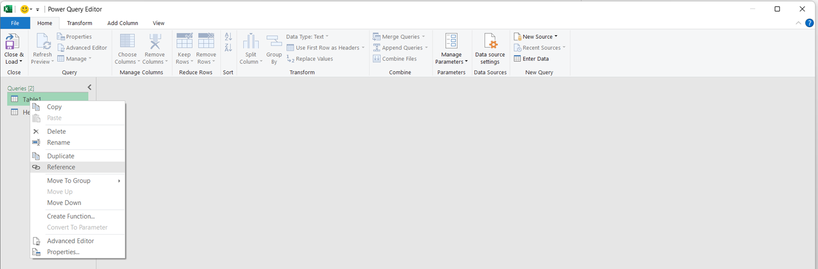 Screenshot showing how to reference table as a source
