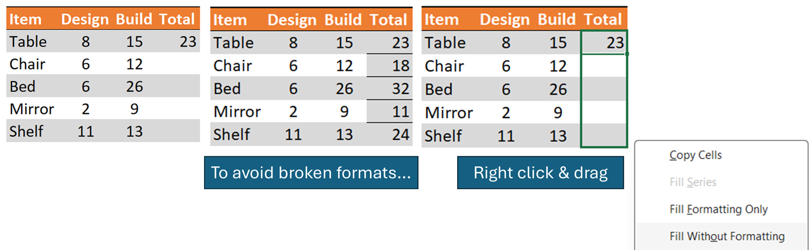 Screenshot of Excel Spreadsheet