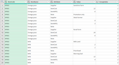Screenshot of Excel Spreadsheet