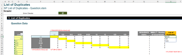 Screenshot of excel page table