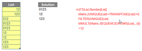 Screenshot of excel page table