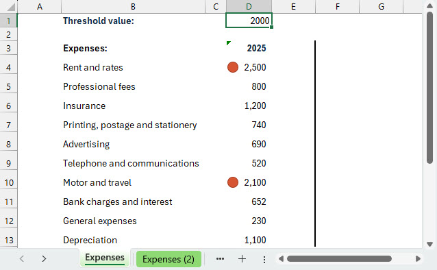 Screenshot from an Excel spreadsheet