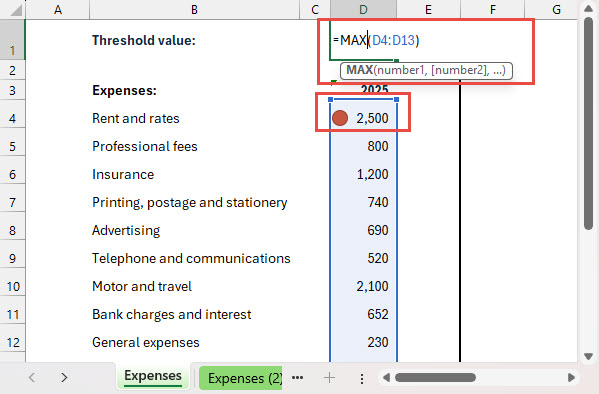 Screenshot from an Excel spreadsheet