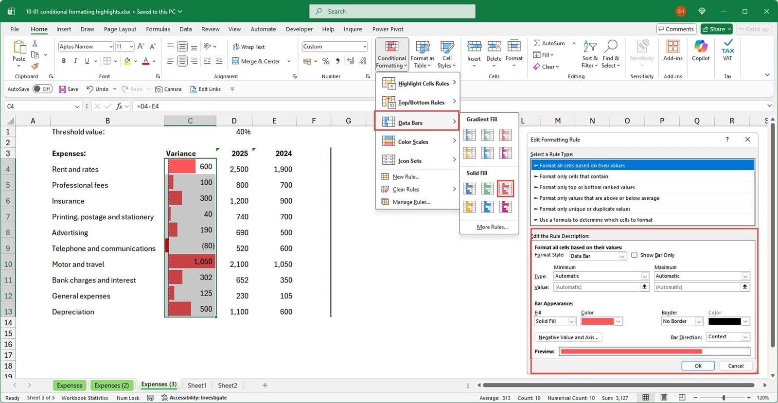 Screenshot of an Excel spreadsheet