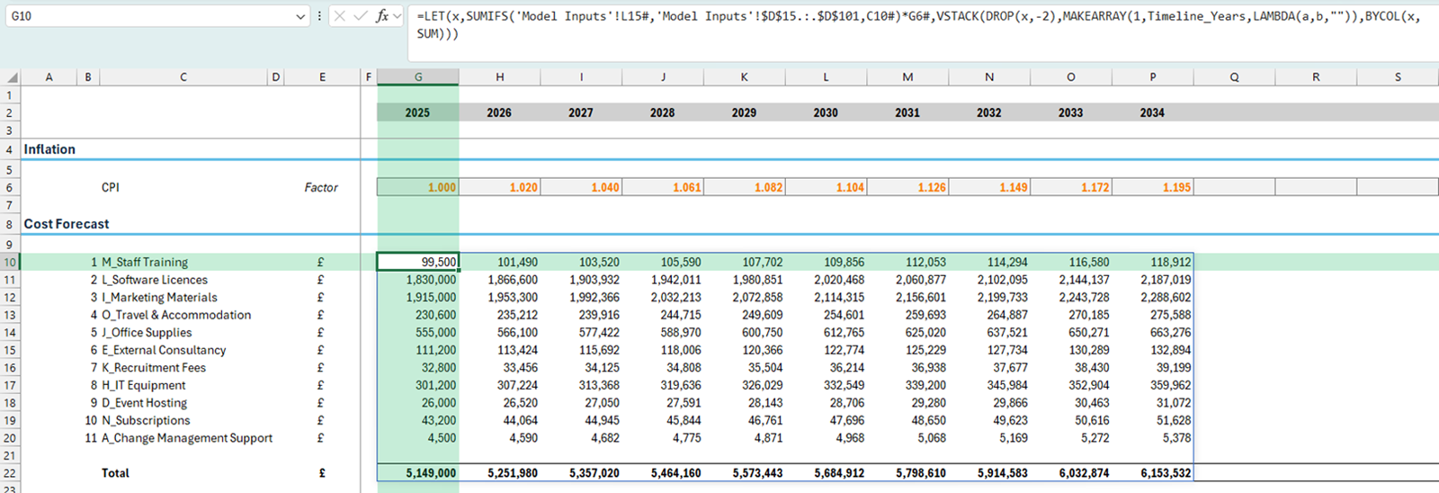 Screenshot of Excel Spreadsheet