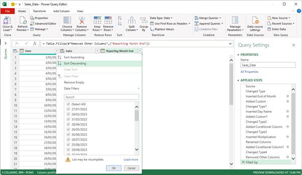 Excel screenshot