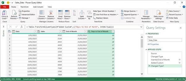 Excel screenshot