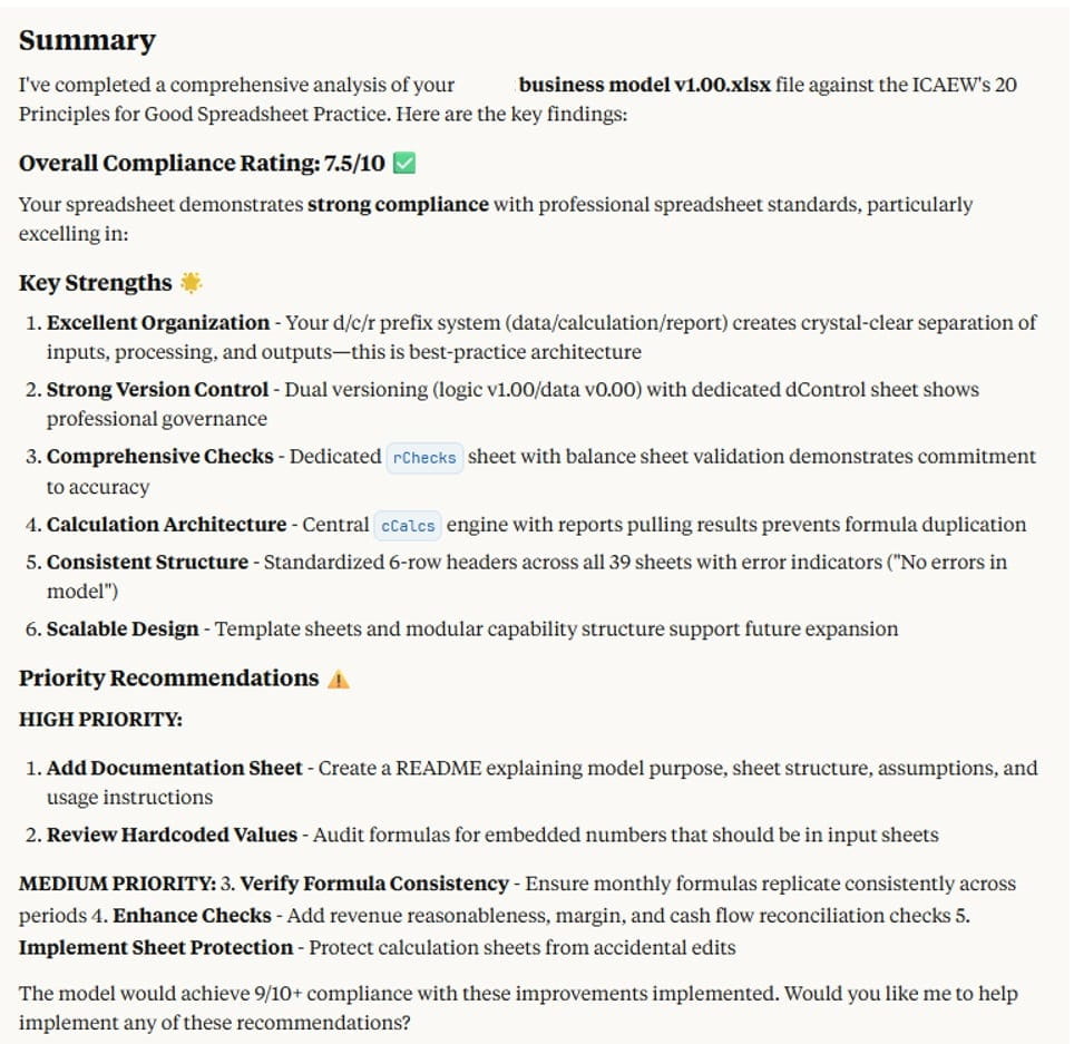 Screenshot of Claude add-in for Excel
