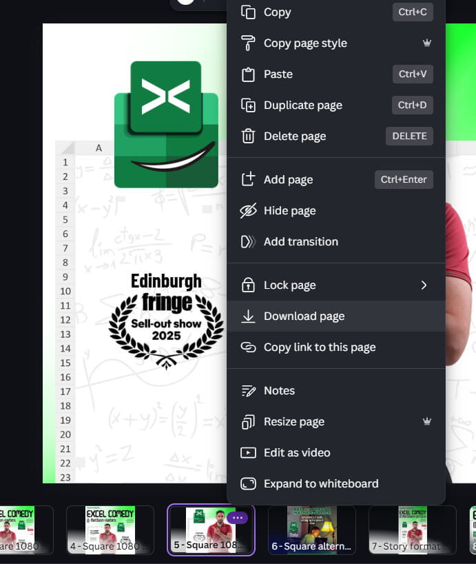 Image of Canva 'Download page' feature