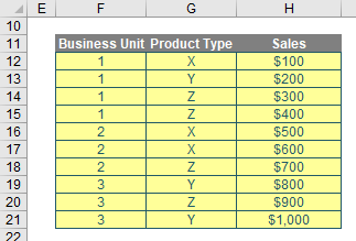 Excel screenshot