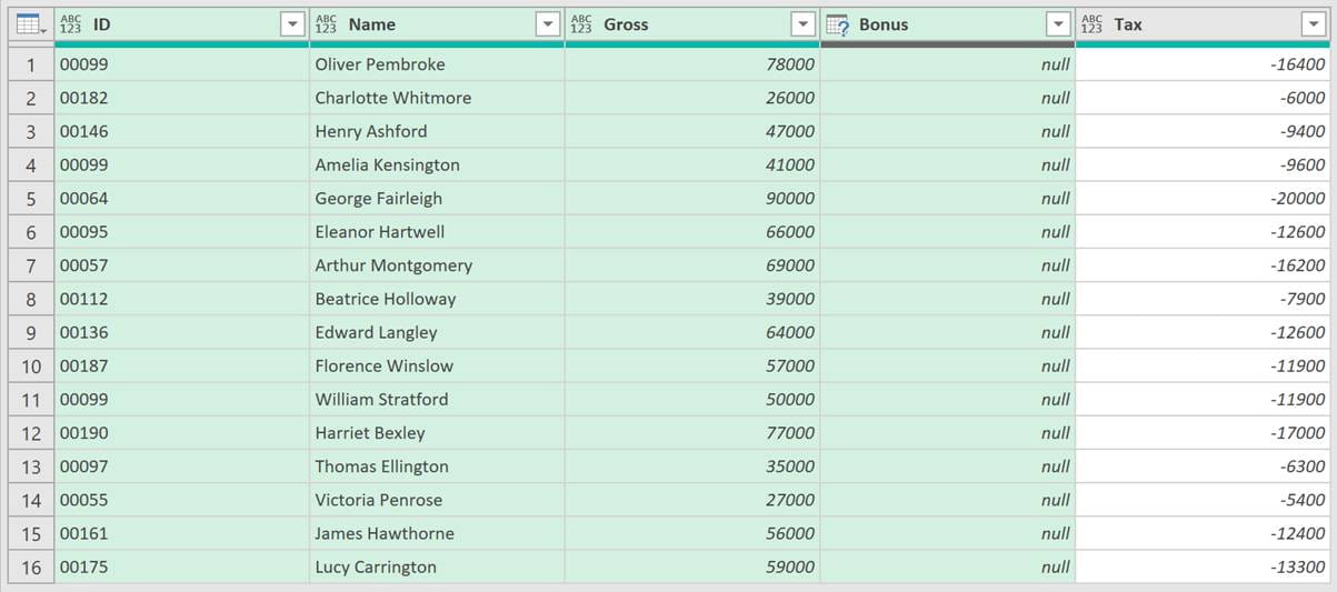 Excel screenshot