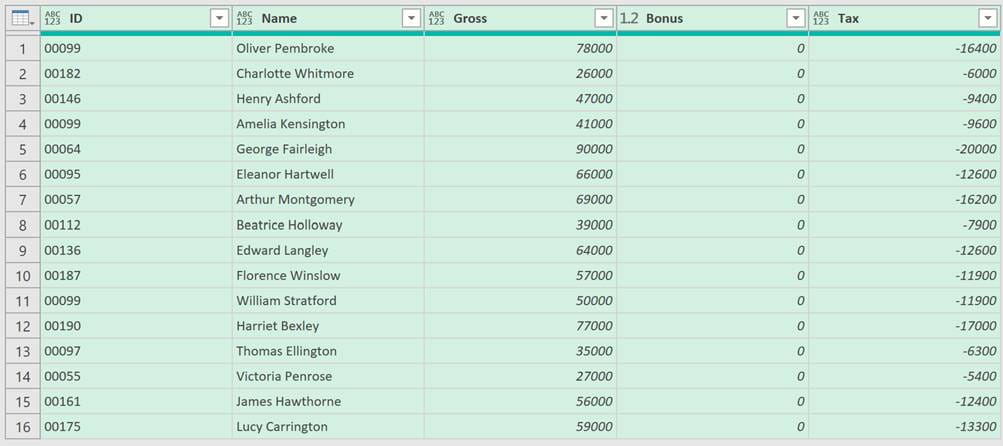 Excel screenshot