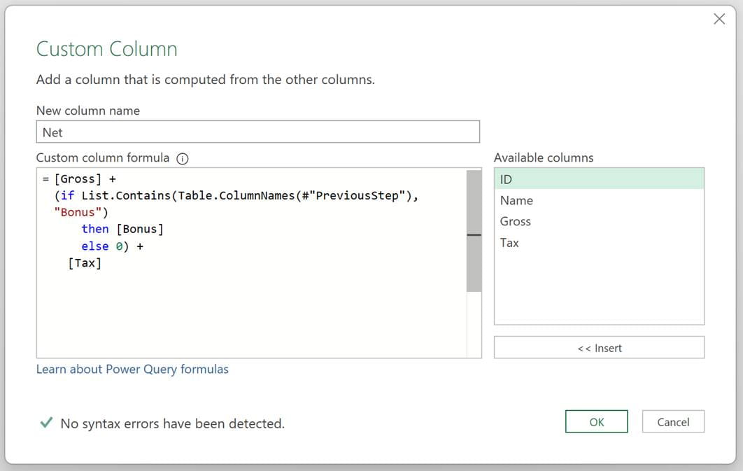 Excel screenshot