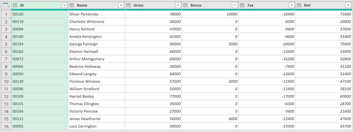 Excel screenshot