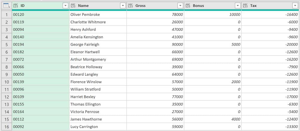 Excel screenshot