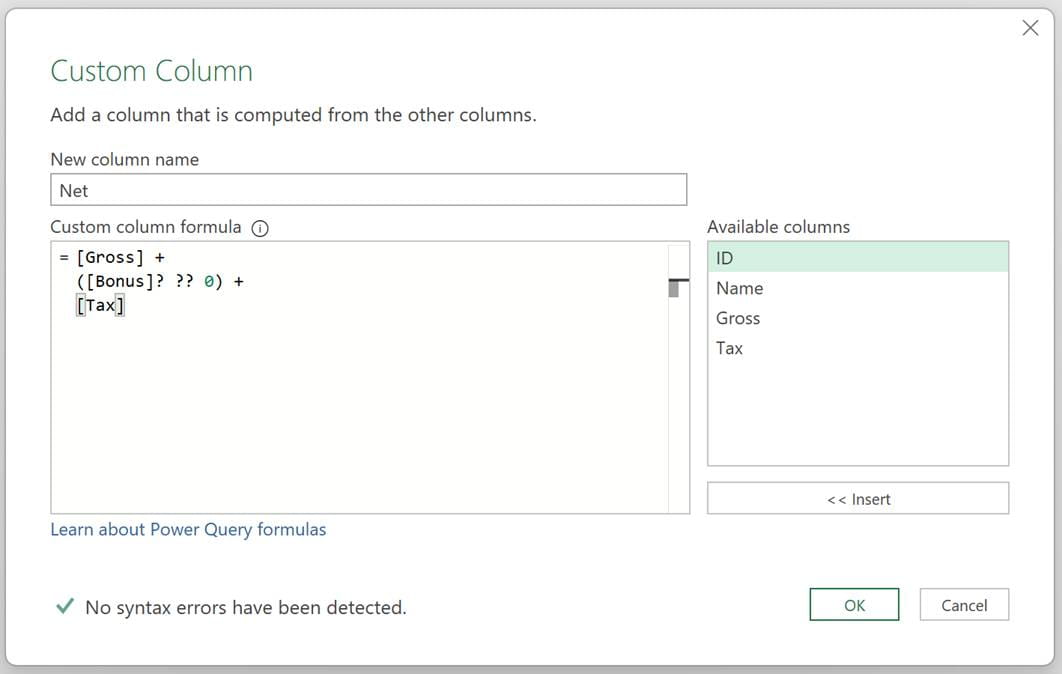 Excel screenshot