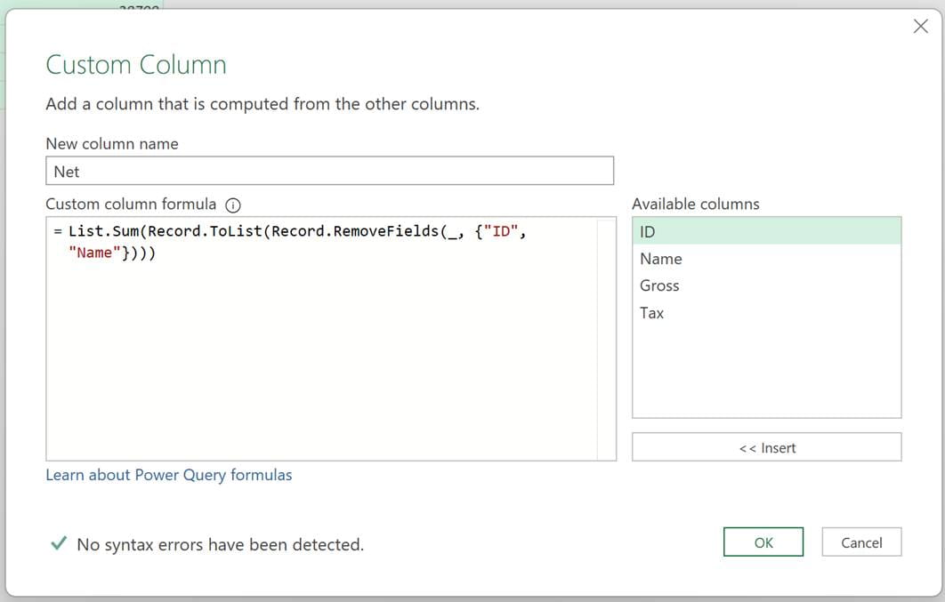 Excel screenshot