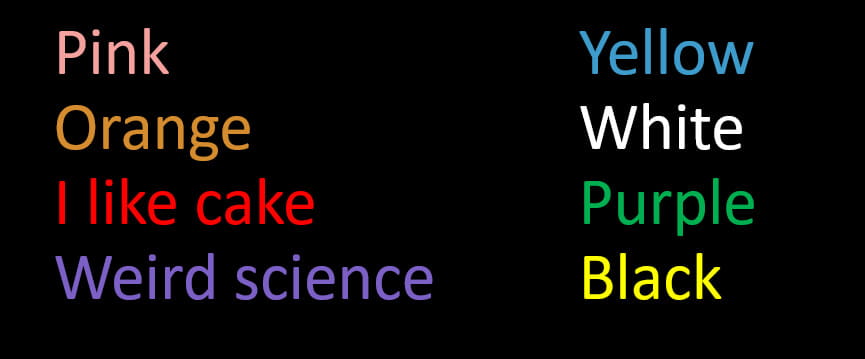 Image demonstrating stroop effect