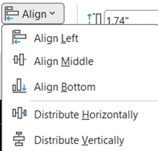 Image of PowerPoint's align menu