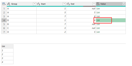 Screen shot from an Excel spreadsheet