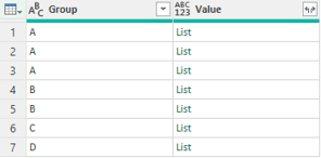 Screen shot from an Excel spreadsheet