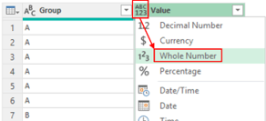 Screen shot from an Excel spreadsheet