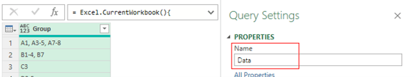 Screen shot from an Excel spreadsheet