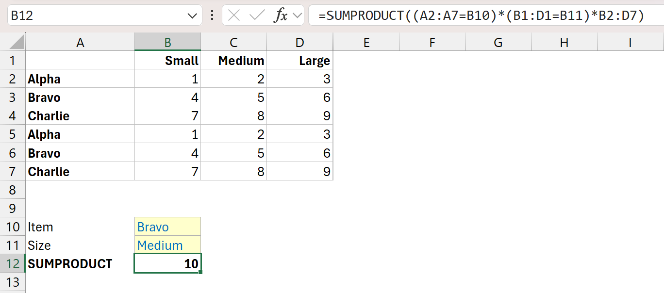 Excel screenshot