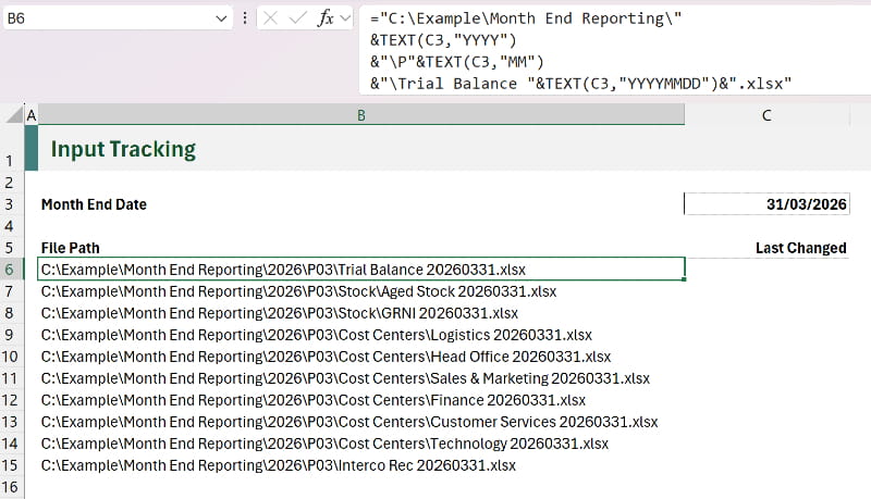 Excel screenshot