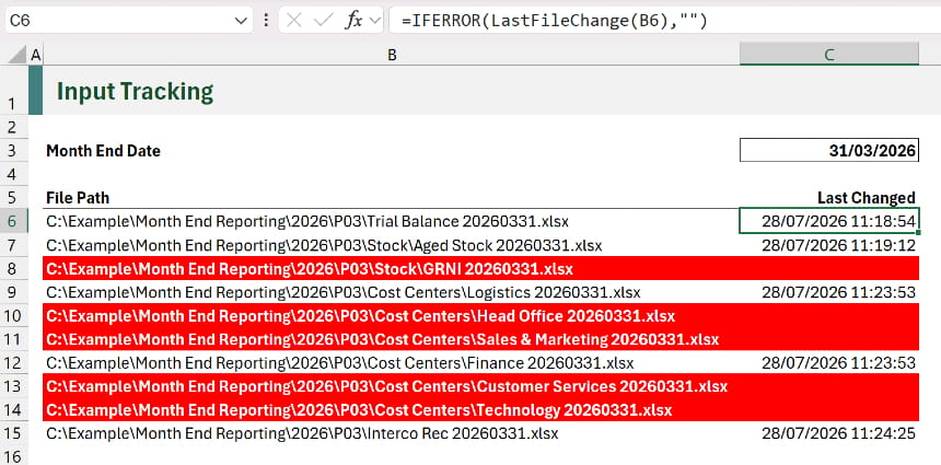 Excel screenshot