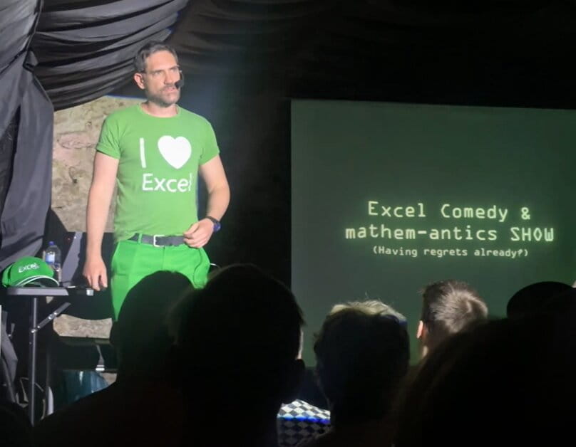 Photo of David Benaim on stage at Edinburgh Fringe