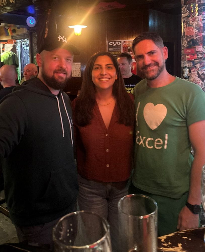 Photo of David Benaim with Giles Male and Fay Bordbar at Edinburgh Fringe