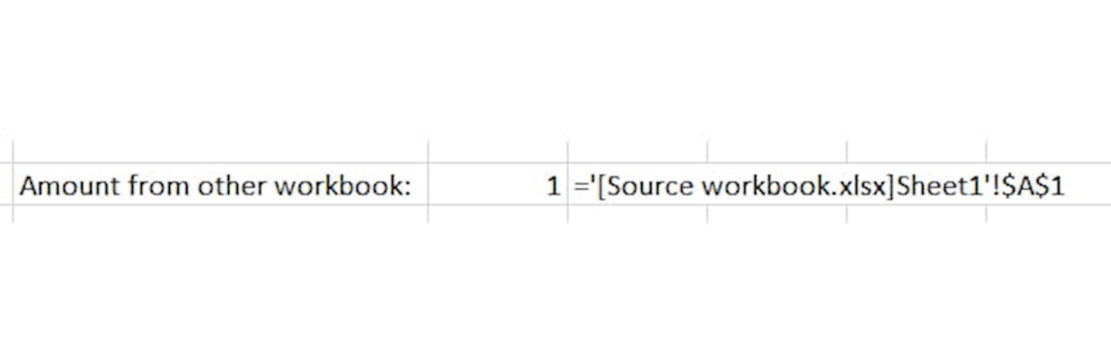 Excel screen shot of cross-workbook link