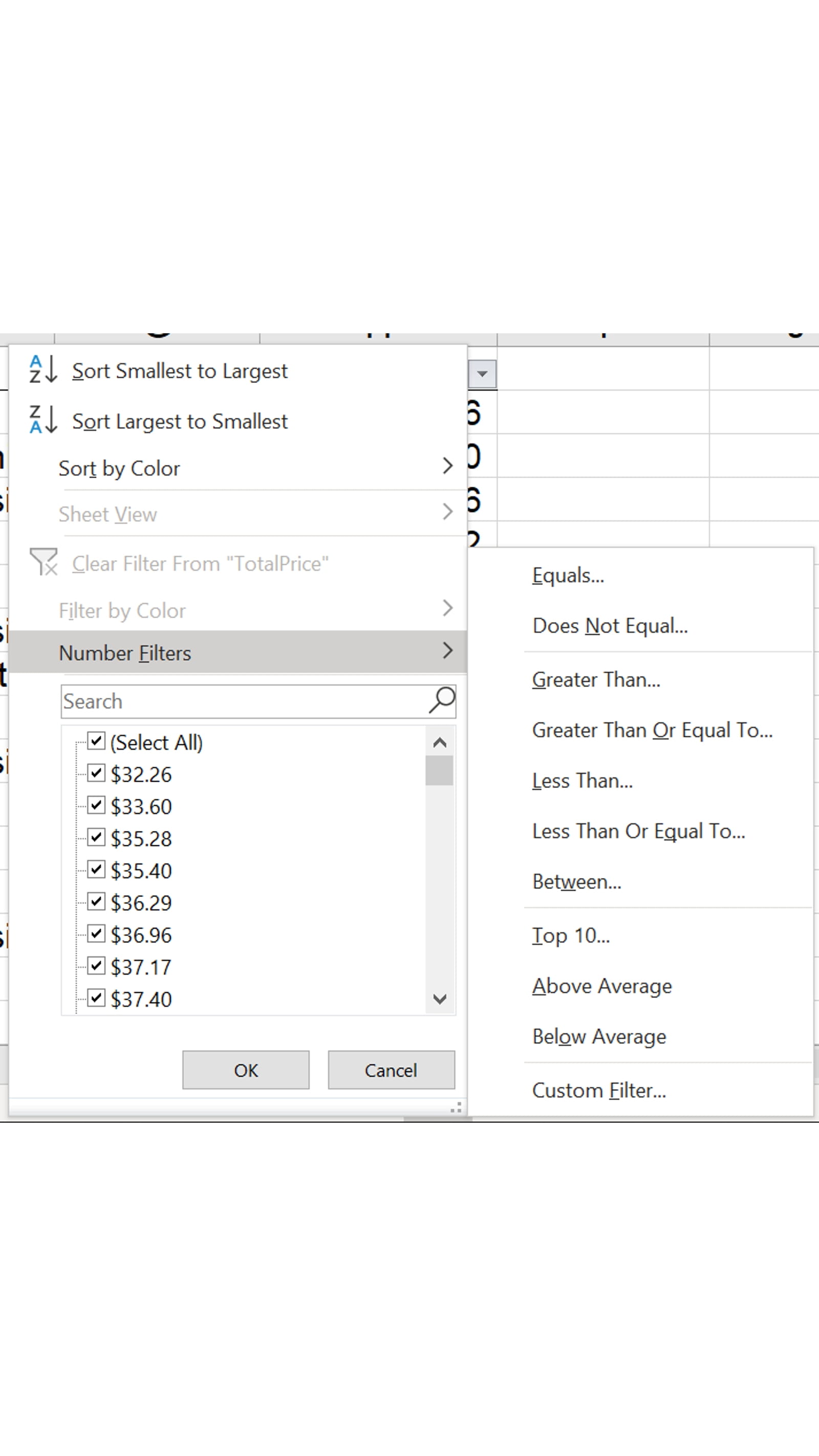 Excel spreadsheet screenshot