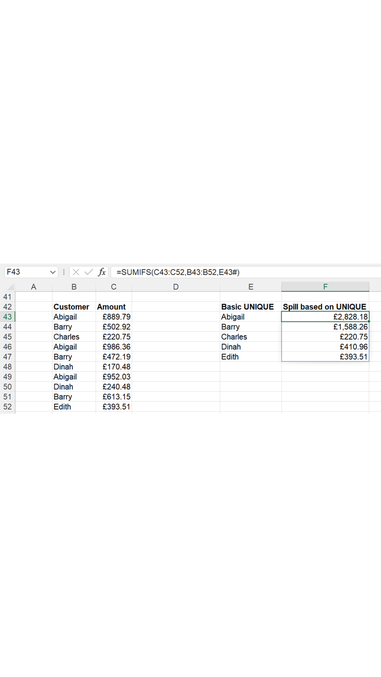 Excel screenshot